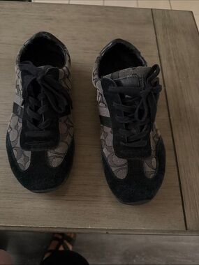 Coach Black and Gray Signature Logo Kids Sneakers